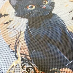 die halloween schwarze katze (mg 690) gobelin stickbild stickpackung
