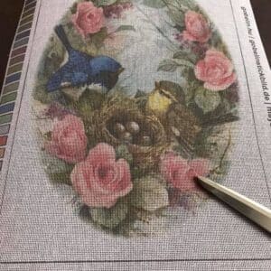 blumen und vogel (mg 194) gobelin stickbild stickpackung