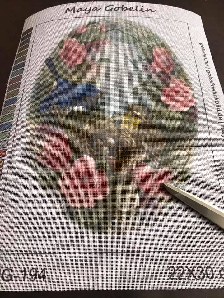 blumen und vogel (mg 194) gobelin stickbild stickpackung