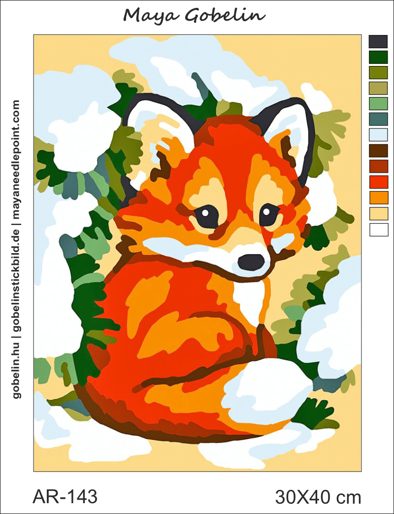 kleiner fuchs im schnee (ar 143) gobelin stickbild stickpackung
