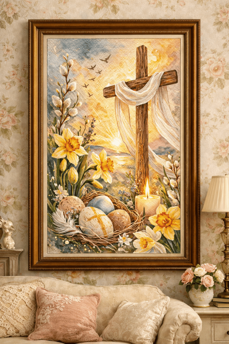 glaube und ostern (mg 1129) gobelin stickbild stickpackung