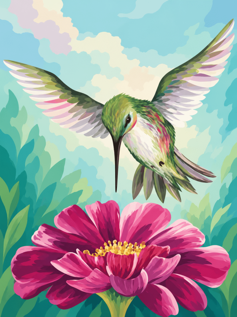 kolibri auf einer blume (mg 976) gobelin stickbild stickpackung