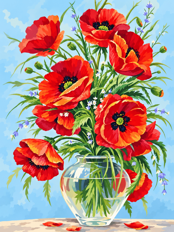 mohnblumen stillleben (mg 755) gobelin stickbild stickpackung