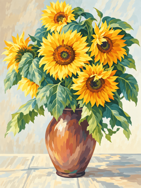 sonnenblumen in vase (mg 843) gobelin stickbild stickpackung