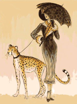 dame mit gepard (fe 087) gobelin stickbild stickpackung