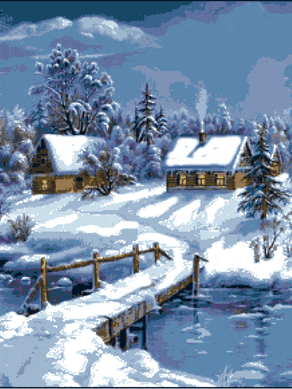 winter im dorf (fe 120) gobelin stickbild stickpackung