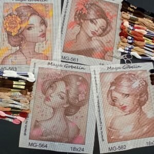 jahreszeiten serie – geisha – frühling – (mg 564 a) 18x24 cm, normale stramin (44 stich / 10 cm), gobelin stickbild stickpackung