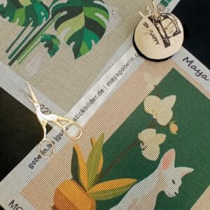 minimalistische katze mit orchidee (mg 1023) gobelin stickbild stickpackung