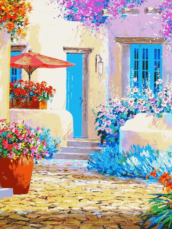 floral mediterrane straße (mg 024) gobelin stickbild stickpackung