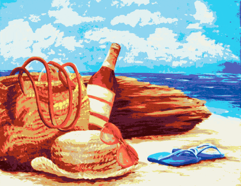 stillleben am strand (mg 051) gobelin stickbild stickpackung