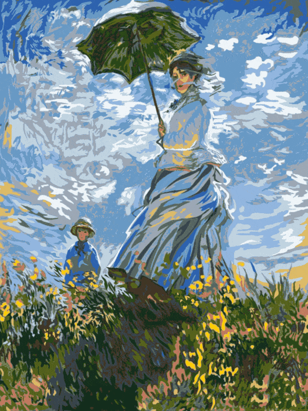 monet: frau mit sonnenschirm (mg 062) gobelin stickbild stickpackung