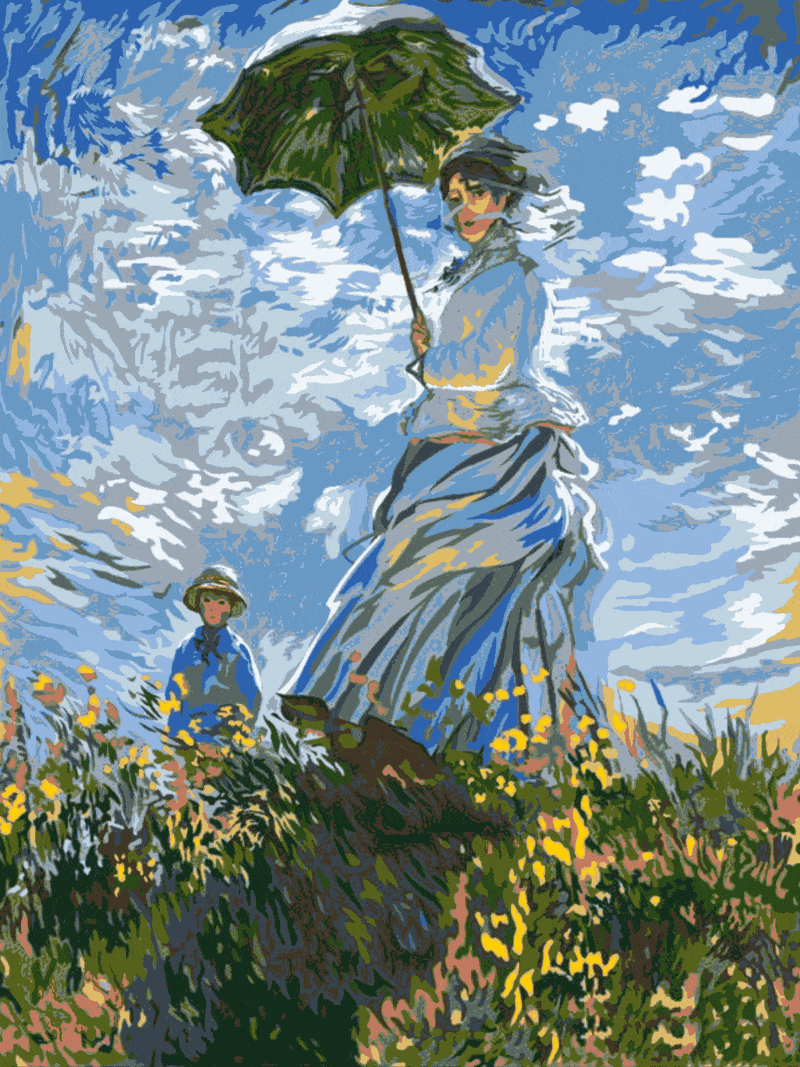monet: frau mit sonnenschirm (mg 062) gobelin stickbild stickpackung