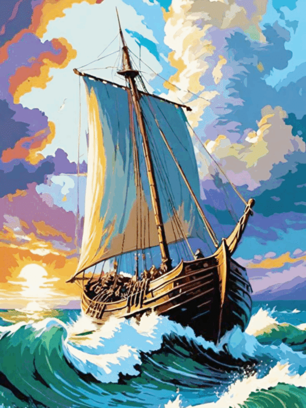 segelboot am horizont i. (mg 1031) gobelin stickbild stickpackung