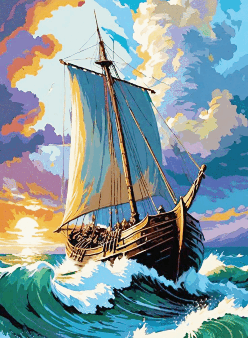 segelboot am horizont i. (mg 1031) gobelin stickbild stickpackung