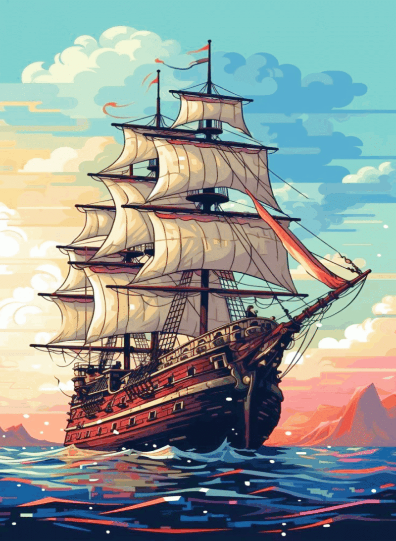 segelboot am horizont ii. (mg 1032) gobelin stickbild stickpackung
