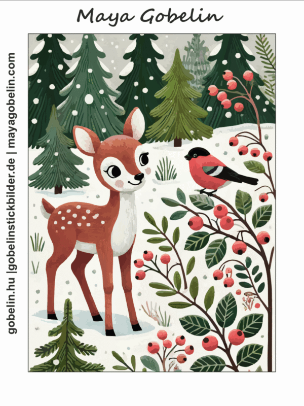 bewohner des winterwaldes iii. (mg 1078) gobelin stickbild stickpackung