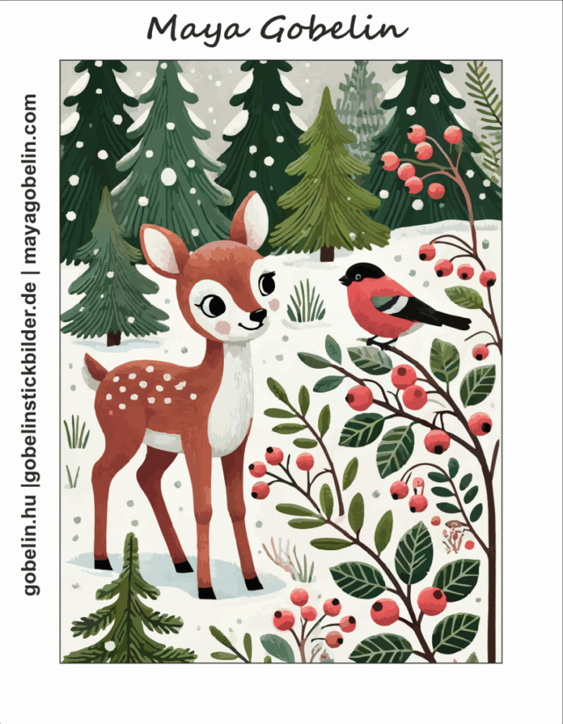 bewohner des winterwaldes iii. (mg 1078) gobelin stickbild stickpackung