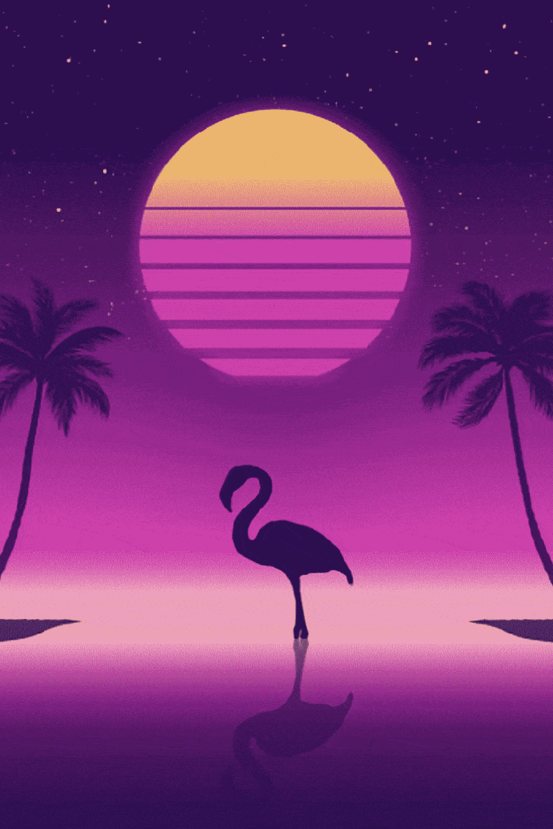 flamingo in der nacht, silhouette (mg 218) gobelin stickbild stickpackung