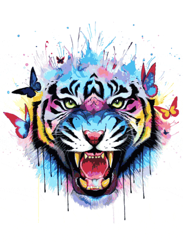 tigerkopf mit schmetterlingen (mg 222) gobelin stickbild stickpackung