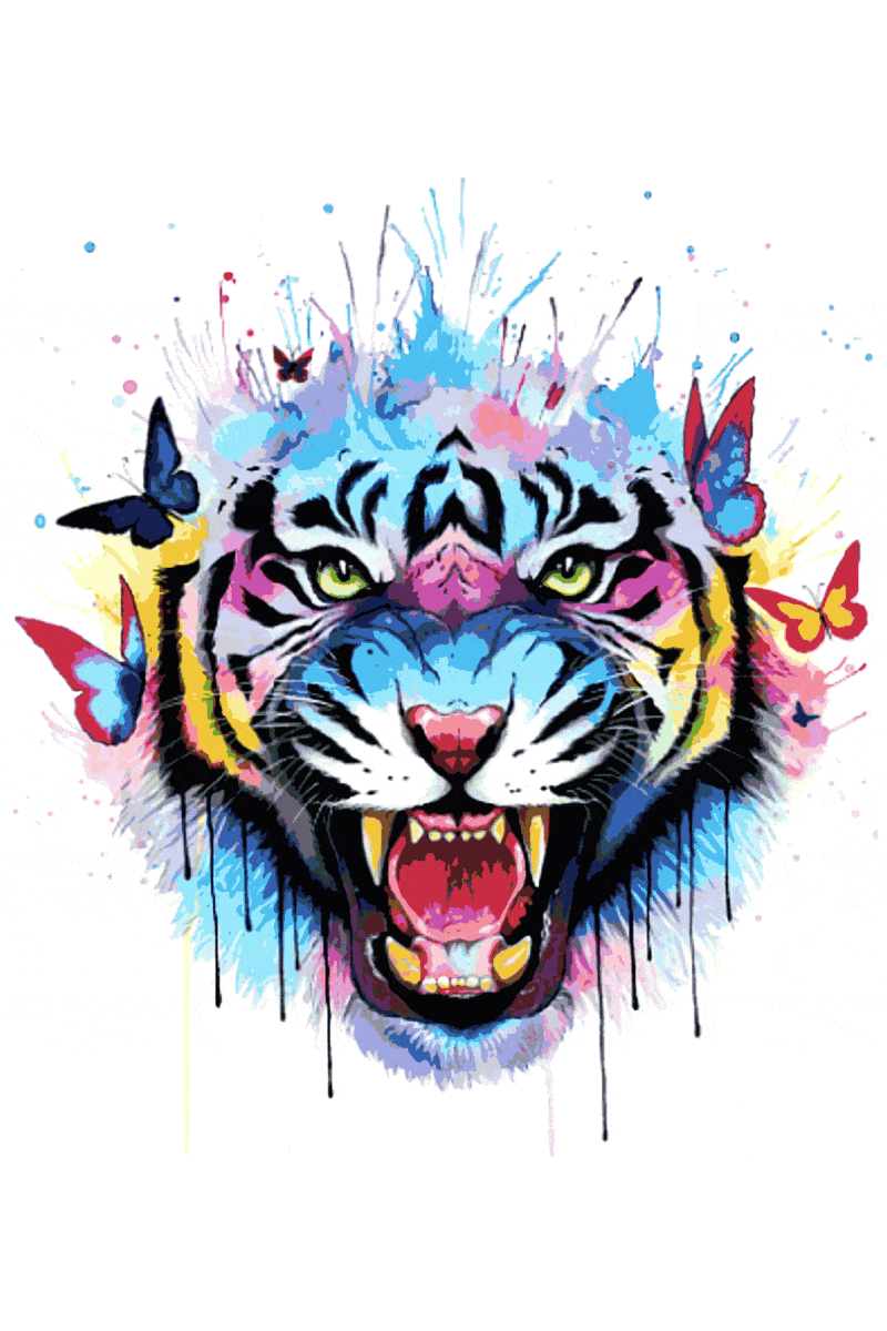 tigerkopf mit schmetterlingen (mg 222) gobelin stickbild stickpackung