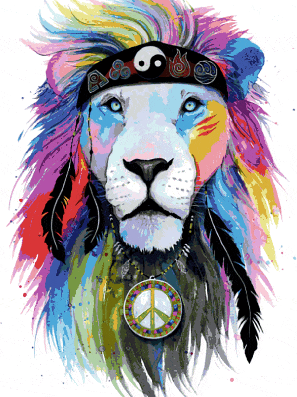 der hippie löwe (mg 223) gobelin stickbild stickpackung