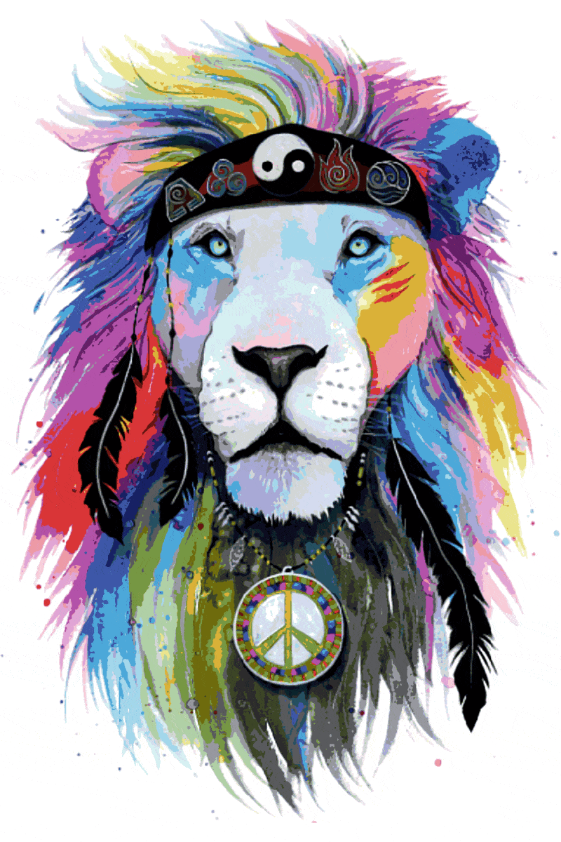 der hippie löwe (mg 223) gobelin stickbild stickpackung