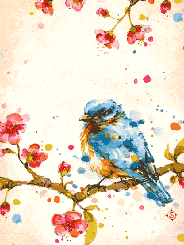 kleiner vogel auf dem kirschbaum (mg 233) gobelin stickbild stickpackung