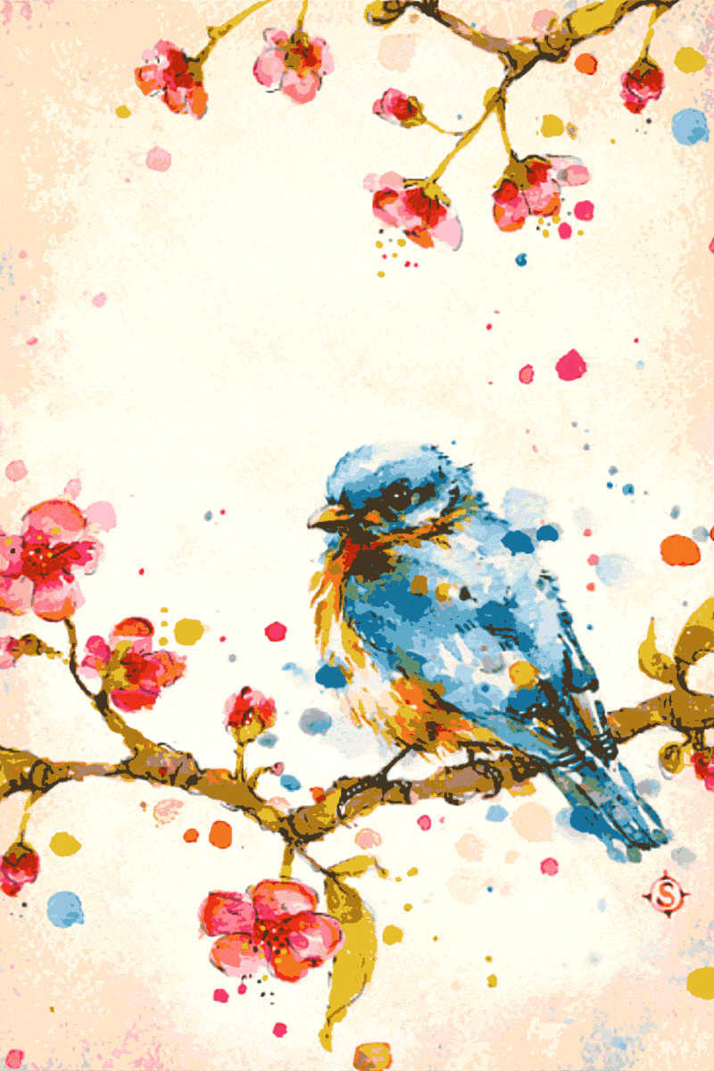 kleiner vogel auf dem kirschbaum (mg 233) gobelin stickbild stickpackung