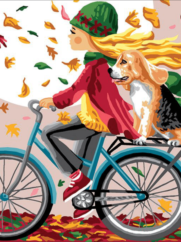 radfahren im herbst (mg 237) gobelin stickbild stickpackung