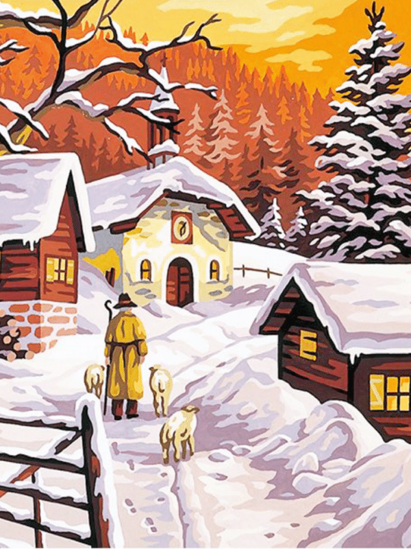 auf dem heimweg im schnee (mg 242) gobelin stickbild stickpackung