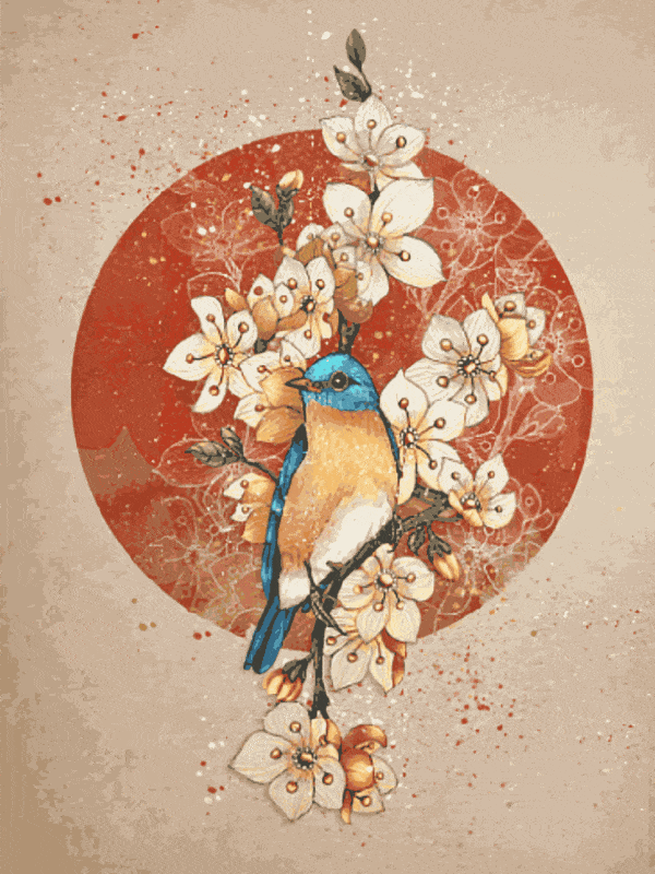 blumen mit blauer vogel (mg 255) gobelin stickbild stickpackung