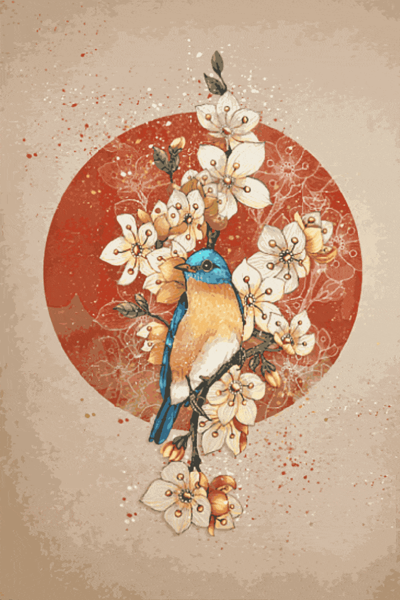 blumen mit blauer vogel (mg 255) gobelin stickbild stickpackung