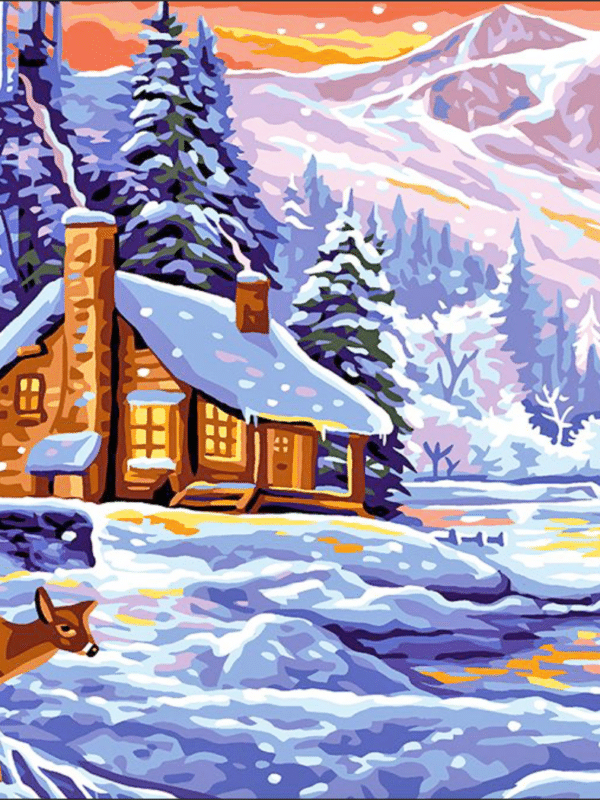 hirsch im schnee (mg 280) gobelin stickbild stickpackung
