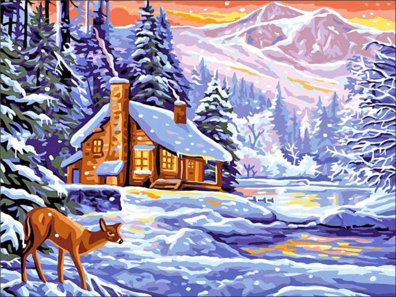 hirsch im schnee (mg 280) gobelin stickbild stickpackung
