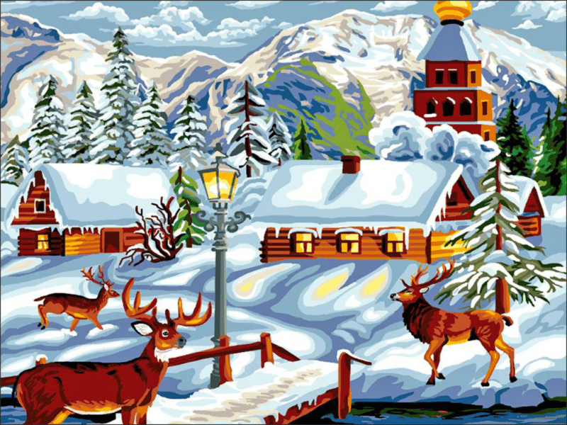 hirsch im schnee (mg 281) gobelin stickbild stickpackung