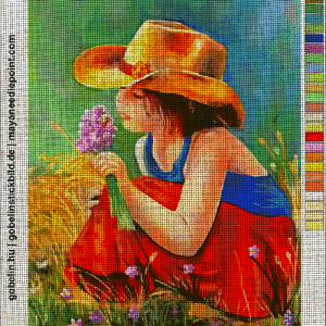 das kleine mädchen, das blumen pflückt (mg 288) gobelin stickbild stickpackung