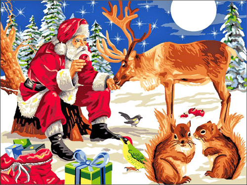 weihnachtsmann und seine freunde (mg 310) gobelin stickbild stickpackung