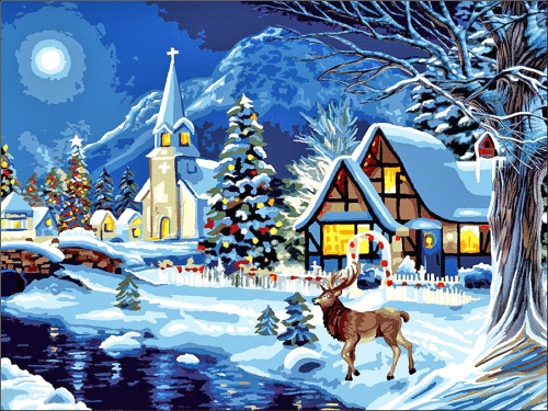 weihnachten im dorf (mg 311) gobelin stickbild stickpackung