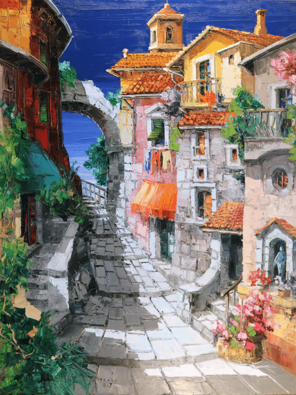 mediterrane straße iii. (mg 326) gobelin stickbild stickpackung