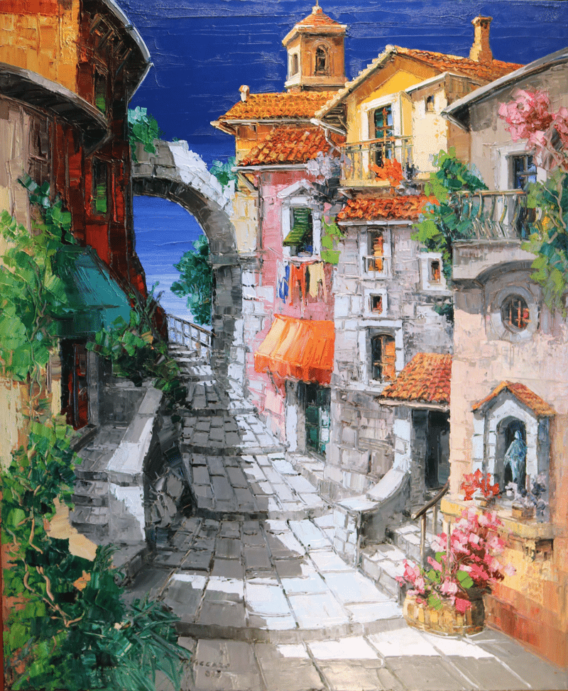 mediterrane straße iii. (mg 326) gobelin stickbild stickpackung