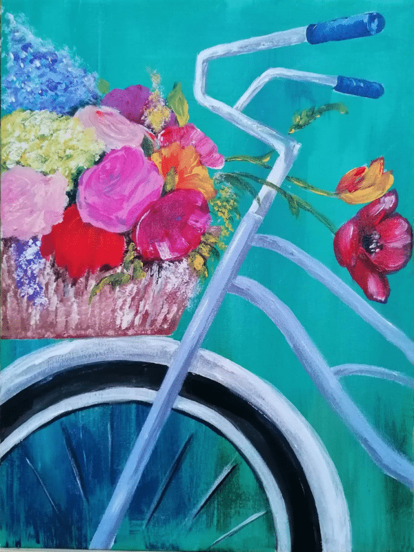 fahrrad mit blumen (mg 340) gobelin stickbild stickpackung