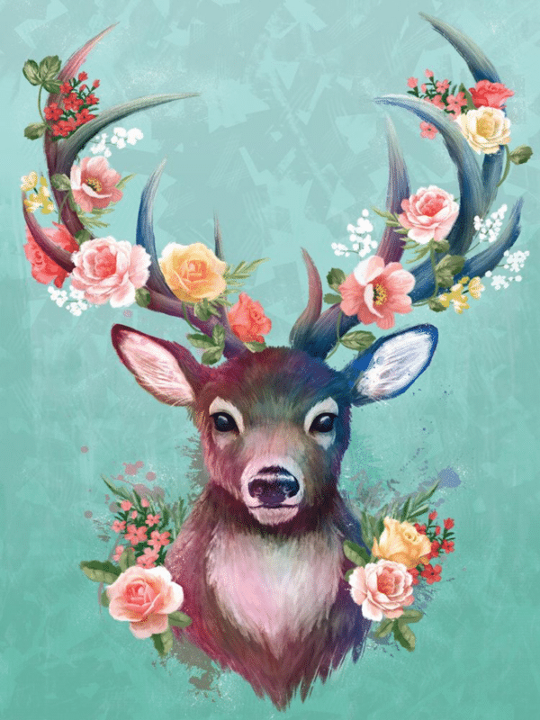 hirsch mit blumen (mg 342) gobelin stickbild stickpackung