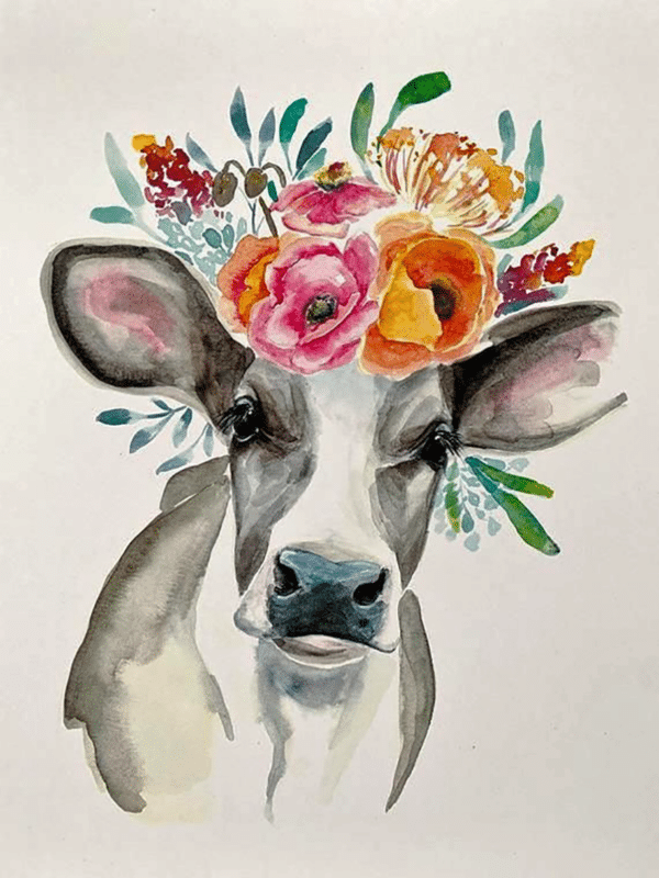 kuh mit blumen (mg 343) gobelin stickbild stickpackung