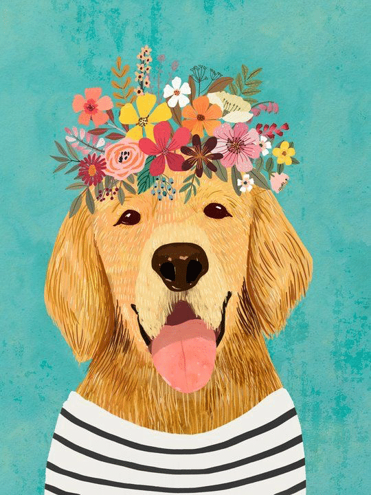 hund mit blumen (mg 349) gobelin stickbild stickpackung