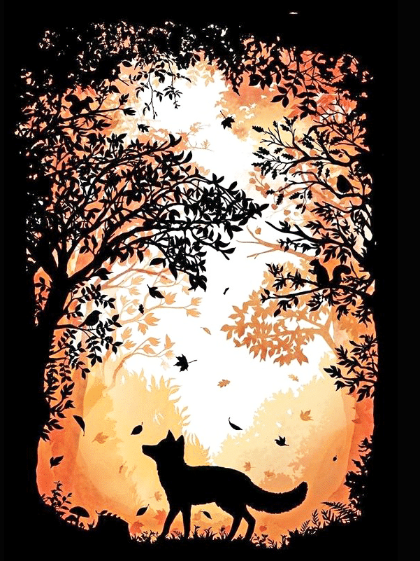 fuchs silhouette (mg 371) gobelin stickbild stickpackung