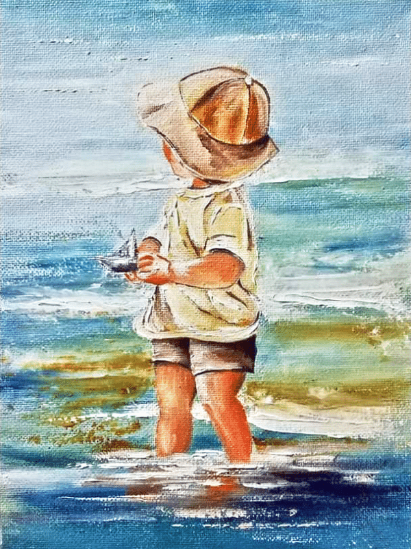 kleiner junge am strand (mg 377) gobelin stickbild stickpackung