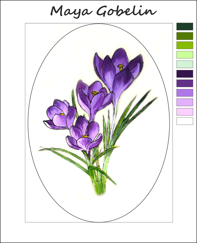krokus blume (oval) (mg 391 o) gobelin stickbild stickpackung