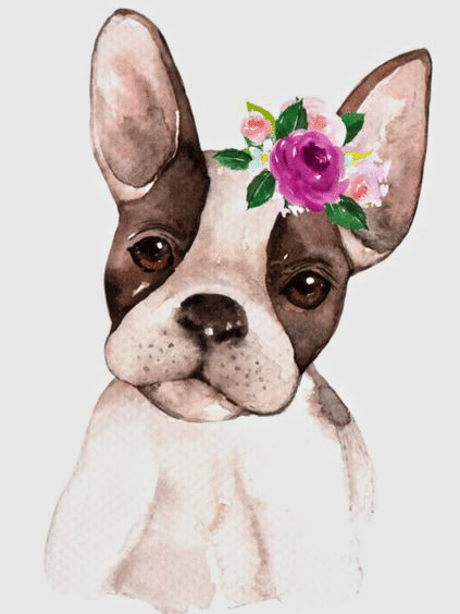 hund mit blumen (mg 398) gobelin stickbild stickpackung