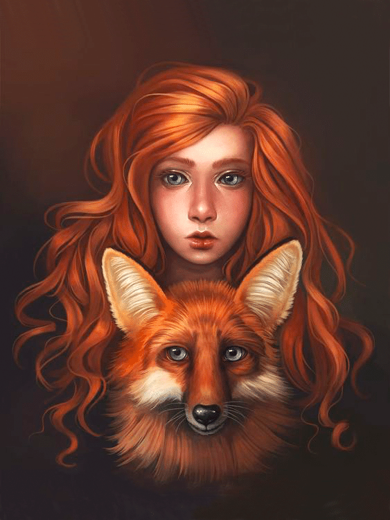 mädchen und fuchs (mg 437) gobelin stickbild stickpackung
