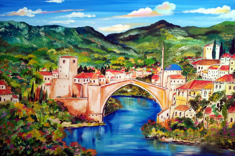 brücke in mostar (mg 496) gobelin stickbild stickpackung